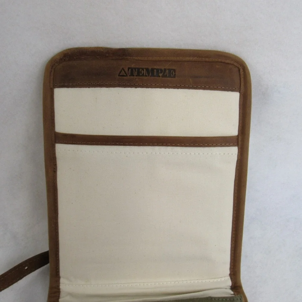 IPad Tablet Case Sleeve Temple Brown Oiled Leather WWII Canvas Shoulder Strap